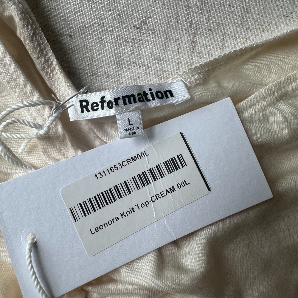NWT Reformation Leonora Knit Top Cream – Size L - Picture 4 of 9